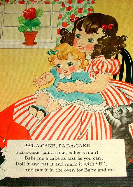 Page From Vintage Linen Nursery Rhymes Book Patty Cake Nursery Rhyme, Nursery Ryms, Linen Nursery, Nursery Rhymes Poems, Old Nursery Rhymes, Nursery Rhymes Lyrics, Patty Cake, Childrens Poems, Childrens Poetry