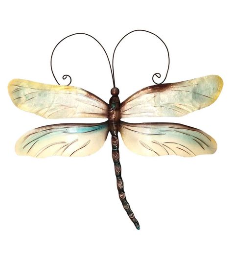 Dragonfly Wall Decor, Eclectic Wall Decor, Aqua And Gold, Dragonfly Wall Art, Gold Wall Decor, Cobalt Glass, Butterfly Wall Decor, Capiz Shell, Wire Frame