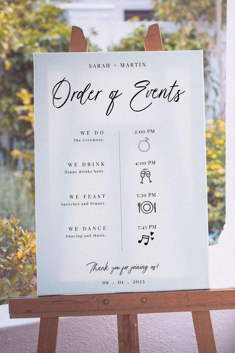 Wedding Order Of Events Timeline Sign Template Wedding Schedule Timeline, Order Of Events Sign, Timeline Poster, Wedding Order Of Events, Wedding Program Sign, Wedding Timeline Template, Wedding Day Schedule, Order Of Events, Wedding Schedule