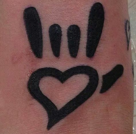 Heart in hand i love you...kissing hand Heart Shaped Kisses Tattoo, The Kissing Hand Tattoo, I Love You Hand Symbol Tattoo, Kissing Hand Tattoo, Kisses Tattoo, Hand Tattoo Images, Kissing Hand, Small Sister Tattoos, Kiss Tattoos