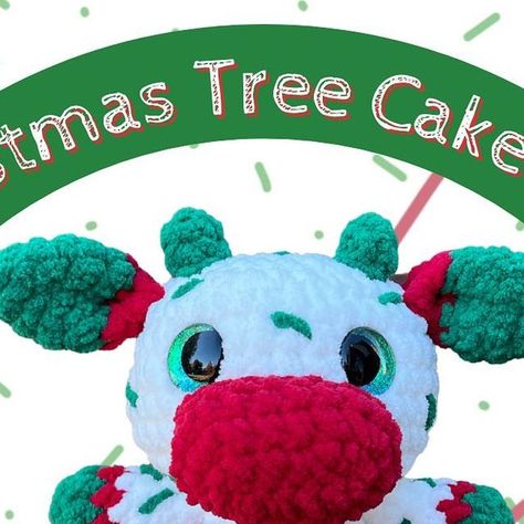 Christmas Tree Cake Crochet Pattern, Crochet Christmas Tree Cake, Crochet Christmas Plushies, Christmas Crochet Plushies, Crochet Christmas Gifts Free Patterns, Cake Design 2023, Squishmallows Plushies, Crochet Blanket Yarn, Eyes Crochet