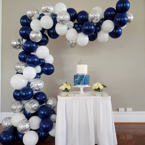 No hay descripción de la foto disponible. Balloons White, Silver Balloons, Birthday Decorations For Men, Blue Birthday Parties, Silver Confetti, First Birthday Party Decorations, Silver Balloon, Pack Light, Blue Birthday