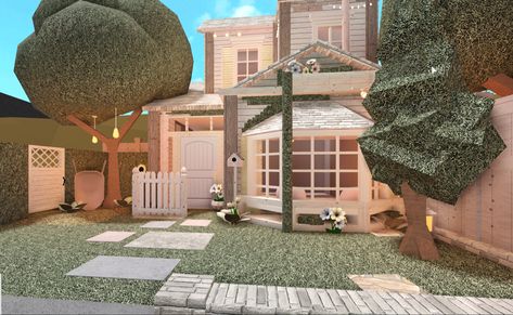 Modern Colonial House Exterior, Cottage Layout, Aesthetic Bloxburg, Bloxburg Rooms, Ideas For Bloxburg, Bloxburg Exterior, Colonial House Exteriors, Bloxburg Building, Blox Burg