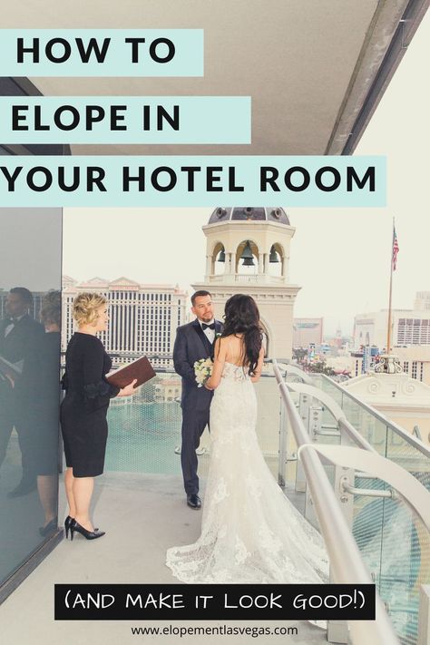 If you are thinking about eloping in Las Vegas ( or any other city for that matter) and want the city backdrop without the hefty price tag of going through the hotel directly, eloping on your hotel on the balcony can be a great option! Have a ceremony and then celebrate your elopement with a cake and champagne toast after! Las Vegas elopement photography | Las Vegas elopement packages | fun Las Vegas elopement | Elopement dress #elopelasvegas #lasvegaselopement www.elopementlasvegas.com Hotel Room Elopement, Cake And Champagne, Romantic Ways To Propose, Hotel Room Decoration, Vegas Elopement Photography, Vegas Wedding Venue, City Backdrop, How To Elope, Vegas Elopement