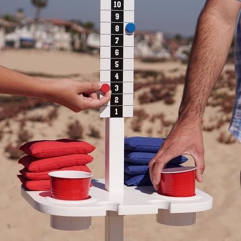 Upgrade Your Cornhole Setup With a Scorekeeper and Drink Stand Set Cornhole Scoreboard, Ladder Toss, Giant Yard Games, Pie Iron Recipes, Washer Toss, Wine Holders, Cornhole Designs, Tailgate Games, Perfect Score