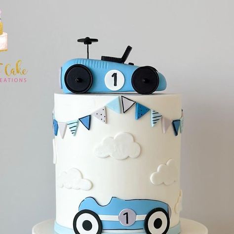 Jenny's Cake Creations on Instagram: "🏁 Happy 1st Birthday! 🏁 Zooming into a year of adventures with our vintage race car themed cake. 🚗🎂 #HappyBirthday #FirstYearOfFun" Vintage Car Birthday Theme, Car Race Cake, Cars 1st Birthday Party Ideas, Racing Theme Cake, Car Themed Cake, Vintage Race Car Birthday, Race Car Cake, Vintage Car Birthday, Race Car Cakes