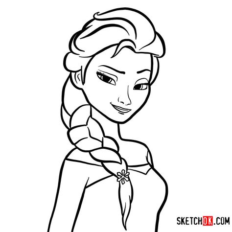 How to draw Princess Elsa's portrait | Frozen - Step by step drawing tutorials Frozen Characters Drawings, Elsa Drawing Easy, Frozen Sketch, Frozen Videos, Anna Drawing, How To Draw Elsa, Elsa Cartoon, Olaf Drawing, Drawing Princess