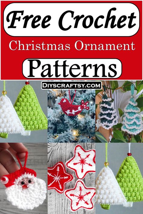 20 Free Crochet Christmas Ornament Patterns - DIYs Craftsy Christmas Decoration Crochet Patterns, Christmas Ornaments Crochet Pattern, Free Crochet Xmas Ornaments, Small Crochet Christmas Ornaments, Christmas Gift Ideas Crochet, Free Crochet Pattern Christmas Ornaments, Mini Crochet Ornaments, Crochet Christmas Doilies Free Pattern, Christmas Crochet Patterns Free Ornament