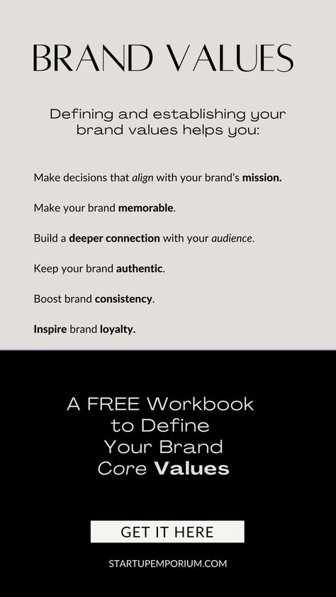 brand values workbook checklist Brand Core Values, Business Core Values, Business Core, Brand Values, Value Quotes, Brand Manual, Brand Consistency, Free Workbook, Building Tips