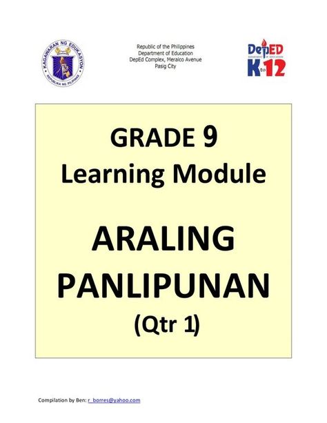 Grade 9 Learning Module in Araling Panlipunan - Quarter 1 only by R Borres via slideshare Grade 9 Lessons, Social Studies Maps, Infant Lesson Plans, High School Lesson Plans, Daycare Forms, Peace Poster, Daily Lesson Plan, Sensory Diet, Early Years Educator