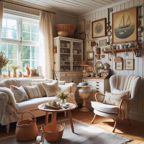 17 Easy Tips To Get The Cottagecore Aesthetic In Your Home - My Besuited Home Tiny Cottage Living Room, Cottage Life Aesthetic, Cottagecore Couch, Cottagecore Gallery Wall, Grandmacore House, Cottagecore Aesthetic House, Cottagecore Living Room, Modern Cottagecore, Cottagecore House