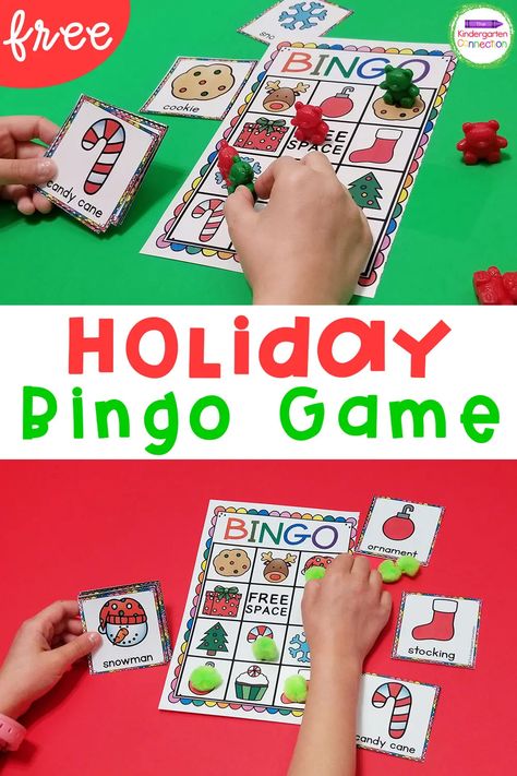 FREE Holiday Bingo Game - The Kindergarten Connection Christmas Party Kindergarten, Kindergarten Christmas Party, Preschool Christmas Party, Kindergarten Christmas Activities, Holiday Party Activities, Holiday Bingo, Fun Holiday Games, Kindergarten Party, Kindergarten Christmas