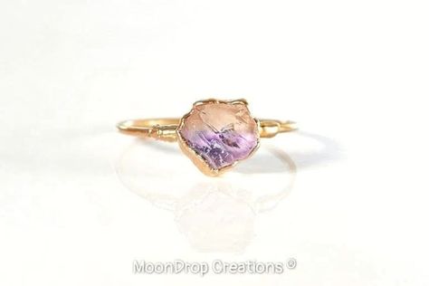 Engagement Ring Boho, Raw Stone Engagement Rings, Ametrine Ring, Unique Promise Rings, Amethyst And Citrine, Raw Crystal Ring, Alternative Engagement Ring, Raw Stone Ring, Citrine Ring