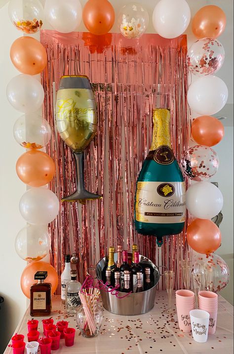 Theme Cocktails Party, Table Decorations For Bachelorette Party, Snacks For A Bachelorette Party, Drink Table For Party, Alcohol Station Parties, Drink Table Ideas Beverage Stations Birthday Parties, Bachelorette Party Snack Table, Bachlorette Party Table Decor, Bachelorette Food Table