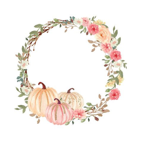 Watercolor Pumpkins, Pumpkin Fall Decor, Pink Pumpkins, Circle Frames, Wreath Watercolor, Pumpkin Wreath, Baby Shower Pumpkin, Window Art, Pink Watercolor