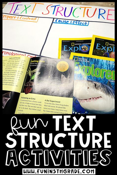 Text Feature Activities, Informational Text Activities, Teaching Text Structure, Text Structure Anchor Chart, Text Structure Activities, Text Features Activities, Informational Text Structures, Inferencing Activities, 4th Grade Activities