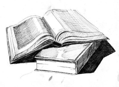 Скачать 'Books' Open Book Drawing, Still Life Sketch, Object Drawing, 인물 드로잉, Book Tattoo, Book Drawing, Pencil Art Drawings, Drawing Images, Open Book