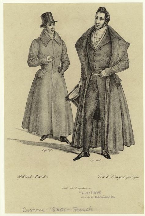 Winter Redingote. From New York Public Library Digital Collections. 19th Century Mens Fashion, 19th Century Men, 1830s Fashion, Digital Gallery, Romantic Period, 1800s Fashion, 19th Century Fashion, Old Fashion, Historical Costume