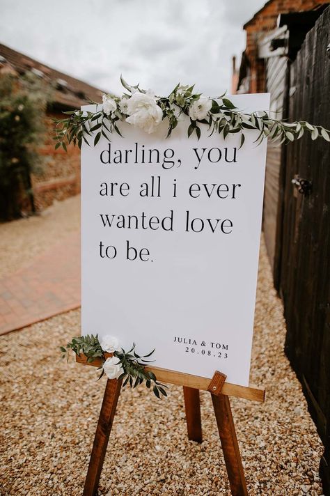 Wedding Welcome Sign, Personalised Welcome to our Wedding Sign, Welcome Sign, Custom Wedding Sign, Elegant Wedding Sign, Modern Wedding Sign Make a stunning first impression on your wedding day with our custom-designed wedding welcome sign. This elegant piece serves as a beautiful introduction to your celebration, setting the tone for a day filled with love and joy. 🌿 Features: A white background with soft black font. Personalised with your names and wedding date High-quality craftsmanship for Fun Wedding Decor Ideas, Unique Welcome Signs Wedding, Wedding Welcome Signs Entrance, Summer Wedding Reception Ideas, Unique Wedding Welcome Sign, Wedding Signs For Reception, Wedding Day Signs, Wedding Signs Welcome, Small Simple Wedding