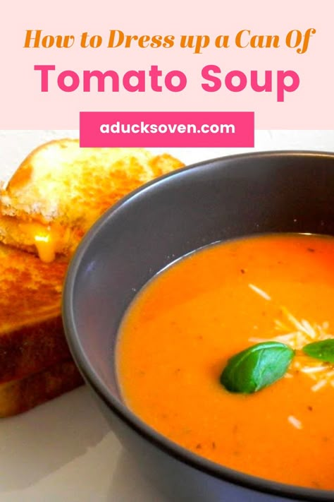 Canned tomato soup doesn't have to be boring! You can dress up a can of tomato soup with the ingredients you have in your pantry to create a better and way more delicious version of canned tomato soup. Fancy Grilled Cheese, Homemade Sandwich Bread, Sous Vide Machine, Canned Tomato Soup, Homemade Sandwich, Condensed Soup, Creamed Onions, Cup Of Soup, Tomato Bisque