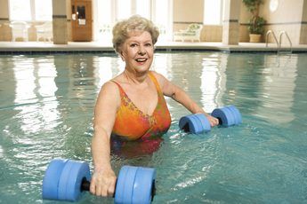 Pool Excercises Workouts, Water Aerobics Routine, Upper Arm Exercises, Pool Weights, Water Aerobics Workout, Water Aerobic Exercises, Swimming Pool Exercises, Exercise Pool, Awesome Inventions