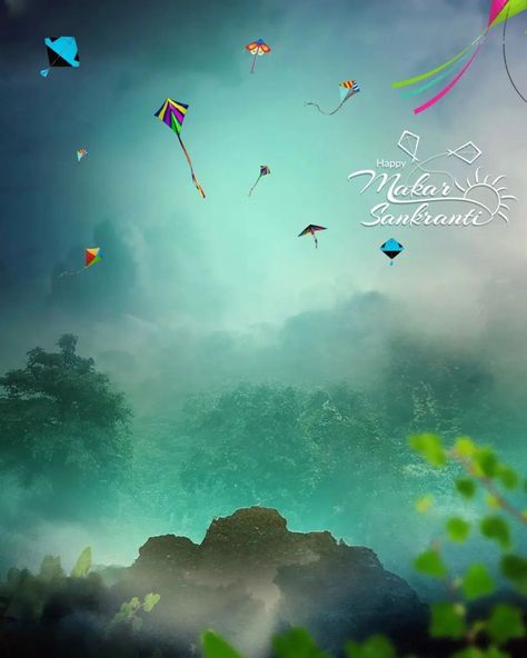 Sky Photo Editing, Makar Sankranti Background, Sankranti Background, Makar Sankranti Photo, Happy Birthday Banner Background, Kites Flying, Photoshop Landscape, Flex Banner Design, Photoshop Hair