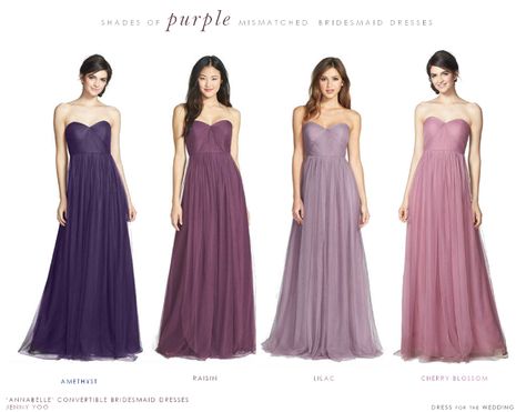 Mismatched purple bridesmaid dresses Mismatched Bridesmaids, Mismatched Bridesmaid Dresses, Purple Bridesmaids, Purple Bridesmaid Dresses, Bridesmaid Dress Colors, Lavender Wedding, Bridesmaids And Groomsmen, Maid Dress, Wedding Bridesmaid Dresses