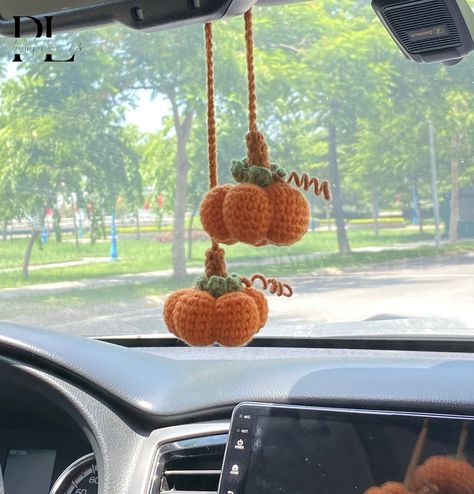 Crochet Fall Pumpkin Car Rear View Mirror Accessory, Crochet Fall Car Decorations, Fall Halloween Car Ornament, Car Pendant Hanging CROCHET CUTE PUMPKIN CAR ACCESSORY Materials: This cutie pumpkin car pendant is crocheted with natural cotton yarn, soft for skin Cute pumpkin car accessories a meticulously handcrafted by hand This fall car ornament dimension: The pumpkin measures 1 inches in wide CUTE GIFT FOR FALL AND HALLOWEEN DECOR If you are looking for a funny gifts for Fall, Halloween or you want to decor your car for Hallowen, fall, autumn, this cute pumpkin car hanging will be great choice to you.  It will be lovely gift for your mom, your grandma, your daughter, girlfriend, your friend, your besties or someone loved as fall gifts, autumn gifts, Halloween gifts, birthday gift, party Fall Gifts For Girlfriend, Fall Car Decorations Interior, Fall Car Decor, Crochet Fall Decor, Interior Car Accessories, Car Rearview Mirror Accessories, Hanging Crochet, Crochet Mignon, Rear View Mirror Accessories