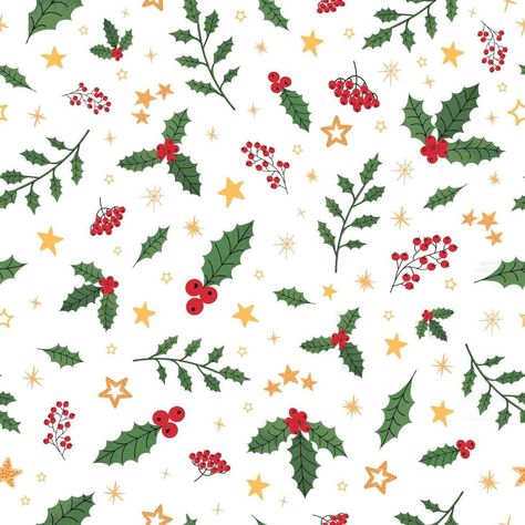 Vector modern seamless pattern with colorful hand draw illustration of Christmas decorations holly. Wallpaper, textile print, fills, web page, surface textures, wrapping paper, design of presentation Wrapping Paper Drawing, Holly Wallpaper, Christmas Gift Background, Xmas Wrapping Paper, Wrapping Paper Design, Draw Illustration, Textile Print, Hand Draw, Christmas Drawing