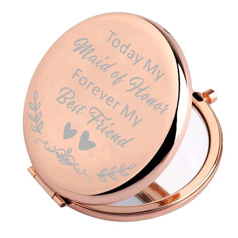 PRICES MAY VARY. ❤Maid of Honor Compact Mirror❤This bridesmaid makeup mirror with design hand engraved -Today My Maid of Honor Forever My Best Friend. ❤Bridesmaid Wedding Gift❤The person we choose to be our bridesmaids must be the bride's best friend, and this gift represents our gratitude to the bridesmaids. ❤Friend Appreciation Gift❤Wedding Gift for Maid of Honor - Wedding Gift,Maid of Honor proposal gift,bridesmaids souvenir gifts, Matron of honor gift, bridesmaid Birthday gift,etc. ❤Material Maid Of Honor Gift Ideas, Friend Appreciation, Soul Sisters Gifts, Soul Sister, Matron Of Honour, Bridesmaid Proposal Gifts, Wedding Gifts For Bridesmaids, Maid Of Honour Gifts, Bridesmaid Makeup