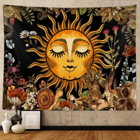 PRICES MAY VARY. Size: 60X40 inches. Design:Our tapestry uses high-definition printing technology. Clear lines and bright pattern will be a great decoration for your room. Multiple Uses: Our tapestry can be used as wall hangings, sofa covers, indoor tablecloths and outdoor picnic blankets, ceiling hangings, etc. It is a great gift for relatives and friends. Wash Care: Our tapestry is machine-washed cold in a gentle cycle or hand-washed and dried at low temperature. Please note: the new tapestry Hobbit Mural, Spiritual Tapestry, Bedroom Aesthetic Vintage, Fairy Poster, Dorm Living Room Decor, Sun And Moon Art, Sun Tapestry, Tapestry For Bedroom, Dorm Living Room