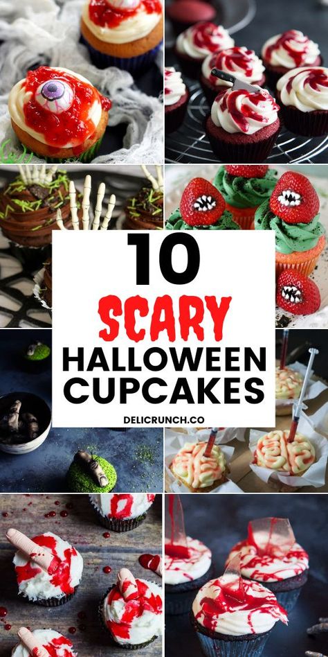 Cupcake Ideas Halloween, Halloween Desserts Scary, Halloween Cupcake Ideas, Scary Halloween Cakes, Scary Halloween Food, Spooky Halloween Desserts, Halloween Deserts, Creepy Halloween Food, Turkey Cupcakes