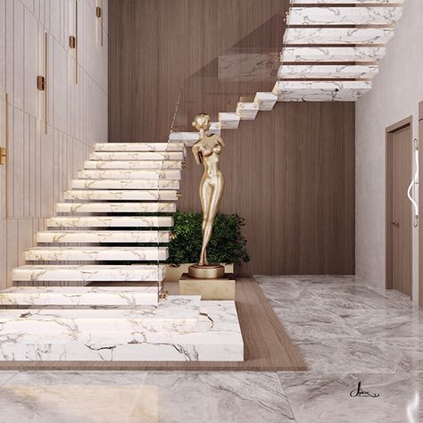 RECEPTION on Behance Staircase Wall Design, Staircase Lighting Ideas, تحت الدرج, Staircase Interior Design, Staircase Wall Decor, Staircase Designs, Staircase Design Modern, Stairs Design Interior, Stairs In Living Room