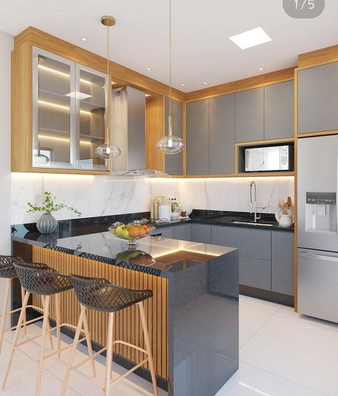 Aluminum Kitchen Cabinets, Minimal Kitchen Design, Modern Minimalist Kitchen, Newly Remodeled Kitchens, Simple Kitchen Design, Simple Kitchen, Trendy Kitchen, Decor Home Living Room, Kitchen Cabinet Design