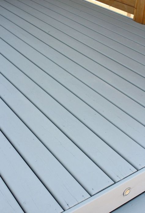 Our deck makeover is underway! Come check out the new Chelsea Gray stain and find out what's holding up our backyard transformation now. Deck Colors Ideas Paint White House, Painted Decks Colors Ideas, Deck Colors Ideas Paint, Grey Deck Stain, Deck Colours, Grey Deck Paint, Deck Skirt, Gray Deck, Benjamin Moore Chelsea Gray