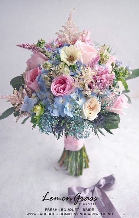 Blue Green Pink Bouquet, Oversized Bouquet Wedding, Sage And Pink Flowers, Pink Blue Wedding Flowers, Pink And Blue Bridal Bouquet, Pink And Blue Wedding Flowers, Flower Bouquet For Bride, Pink And Blue Bouquet, Pastel Flower Bouquet