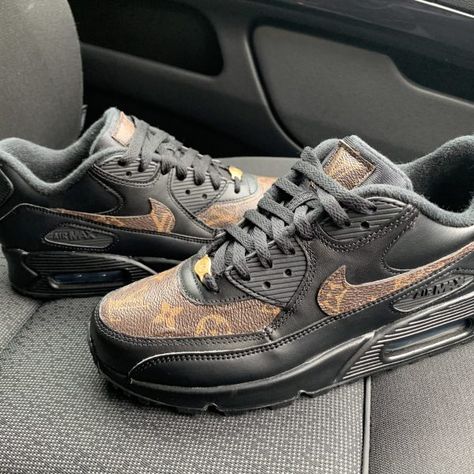 CUSTOM LV AIR MAX 90 Custom Air Max 90, Nike Trainers, Nike Air Jordans, Nike Basketball Shoes, Brown Sneakers, Custom Nikes, Nike Air Max 90, Custom Sneakers, Nike Jordan