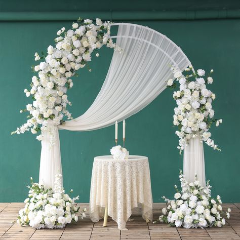 Wedding artificial flower iron arch stand,silk fake flowers floral Decoration,metal circle grid arch stage background decoration shelf * Name: Wedding iron circle grid arch stand with flowers * Specification: As the picture show * Condition: New *Occasion: Party/wedding/Christmas/hotel/anniversary/birthday/New Year's * Material: Iron , silk , plastic , pearl sponge * Color: White , gold , black * Size: flower row(As the picture show)                        Wedding iron circle grid arch stand ,   1m*1m=39.37in*39.37in / 1.5m*1.5m=59.05in*59.05in / 1.8m*1.8m=70.86in*70.86in / 2.0m*2.0m=78.74in*78.74in * Package including:  flower or flower add stand Please note: Applications scene: office,leisure, bedroom, living room, coffee table, windowsill,Balcony and so on. Application holiday:Wedding, Circle Backdrop With Flowers, Round Arch Decoration Wedding, Stage Background Decoration, Hotel Anniversary, Flower Wedding Arch, Circle Wedding Arch, Gold Wedding Arch, Christmas Hotel, Photography Studio Decor