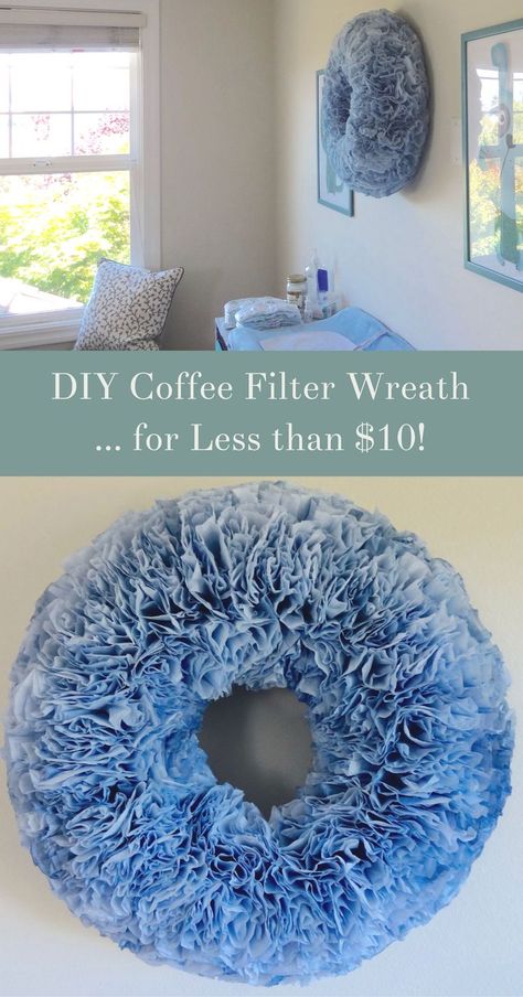 DIY dyed coffee filter wreaths are easy and oh-so-affordable!  Check out this beginner friendly DIY coffee filter wreath tutorial to make your dyed wreath for under $10!    http://www.homebeautifully.com/dyed-coffee-filter-wreath/ How To Dye Coffee Filters The Easy Way, Diy Hangers, Front Door Wreaths Diy, Degree Display, Coffee Filter Roses, Book Wreath, Coffee Filter Wreath, Diy Dye, Coffee Filter Crafts