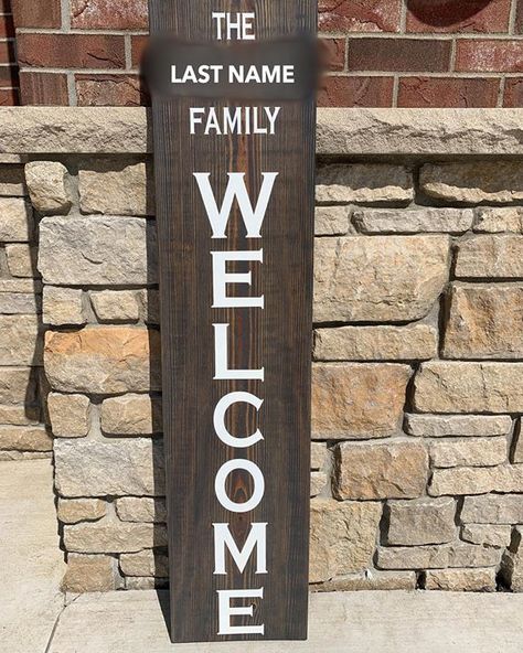 Personalized 4 Foot Porch Sign Darker Gray mix stain Family name blurred as it is a gift! Porch Sign, Custom Wood Signs, Porch Signs, Family Name, Custom Wood, New Photo, Blur, Wood Signs, Dark Gray