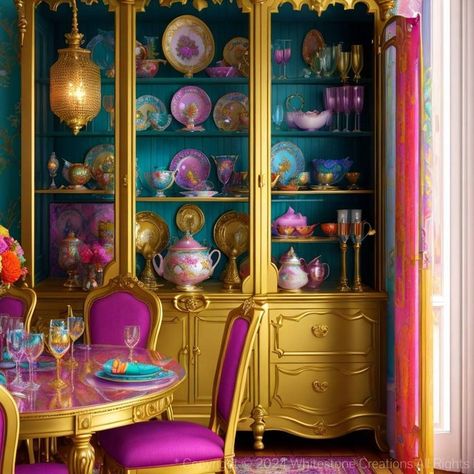 Strawberries in Gold 🍓✨🌼 Discover this vibrant China cabinet in a new collection of English Cottage Style with a splash of bold color = eclectic Dopamine Decor! Dive into our Pinterest board for inspiration, please: https://pin.it/3LSEX32pY Don't miss our new video on YouTube for more color combos and patterns: Painted Treasures: Colorful Dining Room Ideas for China Cabinet Makeover https://www.youtube.com/watch?v=lgCUJ_--r5s #chinacabinet #antiquechina #chinastyle #englishplates #interior... China Cabinet Makeover, English Cottage Style, Dining Room Colors, Antique China, English Cottage, China Cabinet, Cottage Style, Furniture Makeover, Color Combos