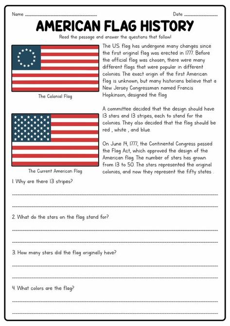 Third Grade History Worksheets, 3rd Science Worksheet, History 2nd Grade, 2nd Grade American History, Usa Flag Printable, Homeschool Activities 5th Grade, Us History Worksheets, 5th Grade Curriculum Homeschool, 3rd Grade History Worksheets