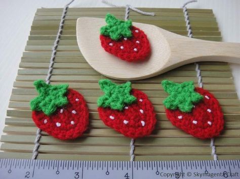 Crochet Strawberry Applique - Etsy $3.80 Crochet Strawberry Applique, Crochet Blueberry, Strawberry Applique, I Love You Girl, Crochet Strawberry, Crochet Applique, Baby Crafts, Diy Crochet, Crochet Tutorial