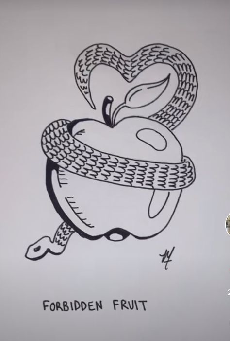 Forbidden Fruit Tattoo, Apple Tattoo, Fruit Tattoo, Dope Tattoos For Women, Forbidden Fruit, Tattoo Style Drawings, Small Tattoos For Guys, Dope Tattoos, Tattoo Style