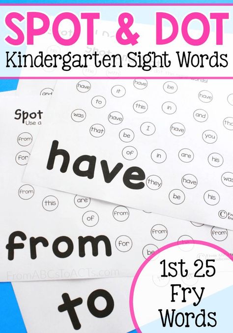 Practicing sight words just got a whole lot more fun! These Spot and Dot pages are the perfect way to practice those high frequency words with your kindergartner! Reading Readiness, Activities For One Year Olds, Teaching Sight Words, Letter Identification, Kindergarten Lesson Plans, Sight Words Kindergarten, Sight Word Practice, Teaching Letters, Teaching The Alphabet