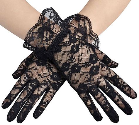 Vintage Style Gloves EPYA Womens Lace Floral Elegant Wedding Bride Evening Party Gloves $8.99 AT vintagedancer.com Wedding Dress Gloves, Floral Gloves, Black Lace Gloves, Short Lace Wedding Dress, Costume Venitien, Stretch Lace Fabric, Short Gloves, Fancy Costumes, Wedding Gloves