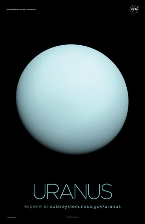 Version A of the Uranus installment of our solar system poster series. Nasa Planet Posters, Nasa Uranus, Uranus Poster, Nasa Posters, Nasa Planets, Uranus Planet, Planet Pictures, Nasa Solar System, Planets Images