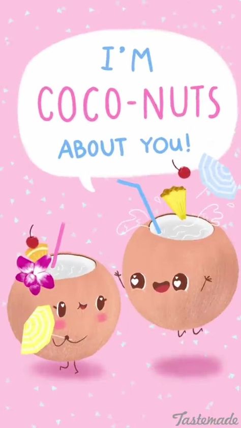 Coconut puns Cheesy Puns, Punny Puns, Punny Cards, Funny Food Puns, Love Puns, Cute Puns, Pun Card, Food Puns, My Funny Valentine