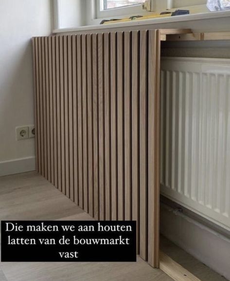 Wall With Radiator, Radiator Behind Bed, Hidden Radiator Ideas, Radiator Headboard, Radiator Built In, Baseboard Heating Covers, Tv Wall With Radiator, Radiator Paint Ideas, Radiator Screen