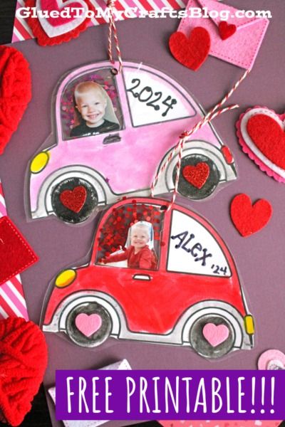 Valentine's Day Car Photo Ornament - Glued To My Crafts Valentines Craft With Picture, Valentine Photo Craft, Photo Valentine Card Ideas, Pre K Valentines Day Crafts, Valentine Preschool Crafts, Preschool Valentines Day Crafts, Valentine’s Day Crafts Preschool, Valentines Ornaments, Preschool Valentines Activities